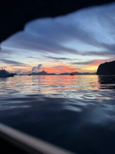 A colourful sunset over the calm waters of the Philippines