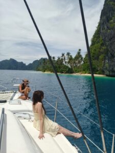 Guests relaxing during a day out aboard Maria