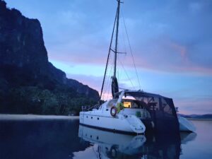 A beautiful night on the water during an El Nido sailing charter