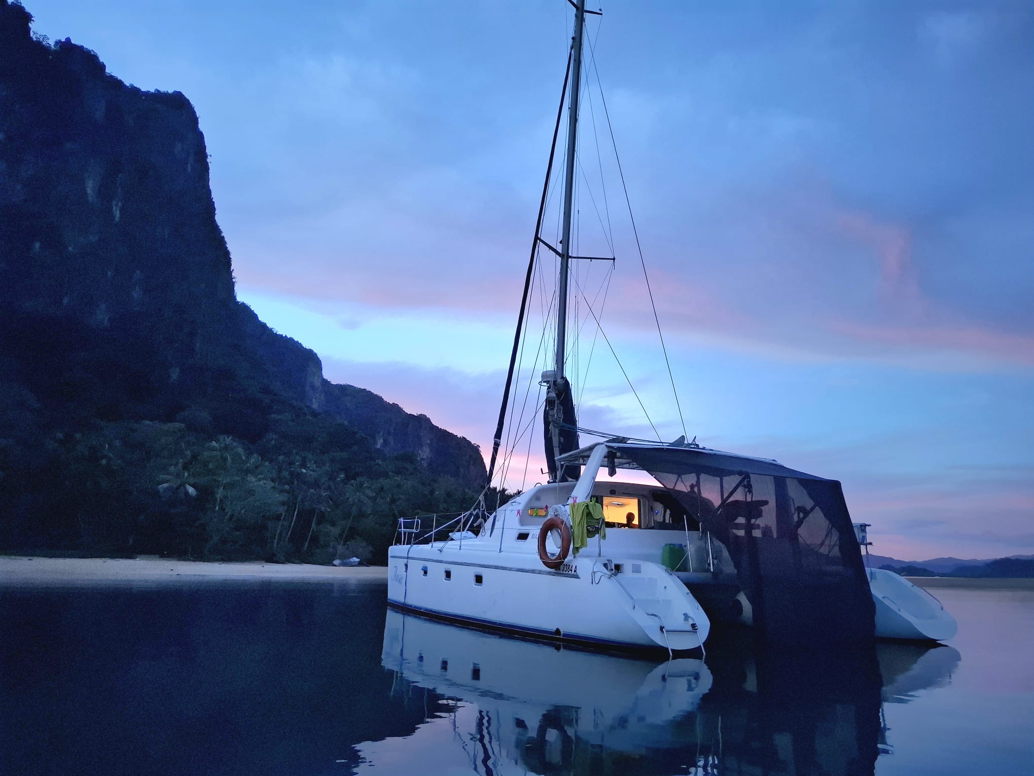 A beautiful night on the water during an El Nido sailing charter